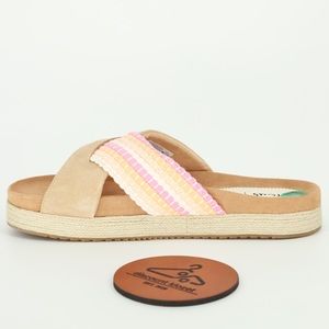 TOMS PALOMA‎ HONEY SUEDE/WOVEN TRIM SANDALS